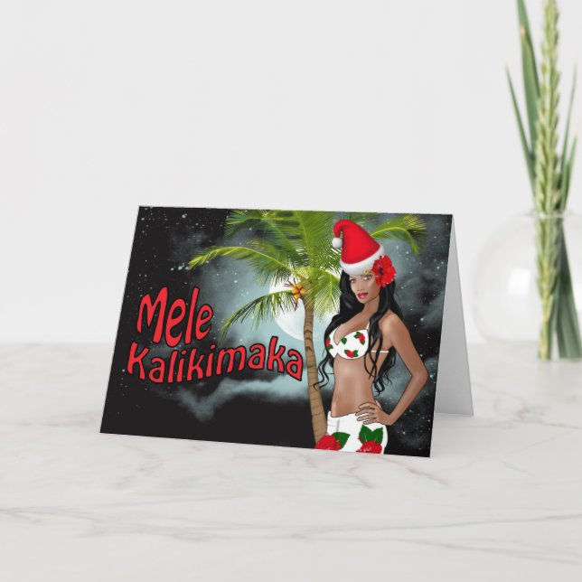 Wahine Pinup Mele Kalikimaka julkort 06 Helgkort (Framsida)