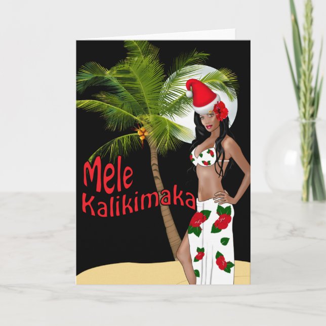 Wahine pinupMele Kalikimaka julkort 00 Helgkort (Framsida)