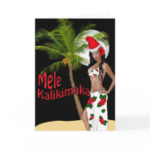 Wahine pinupMele Kalikimaka julkort 00
