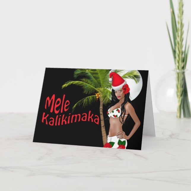 Wahine pinupMele Kalikimaka julkort 03 Helgkort (Framsida)
