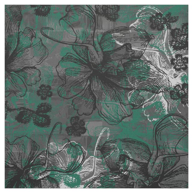 Wahine Snöre Hawaiian Orchid Collage- Hunter Grönt Tyg (Provkarta)