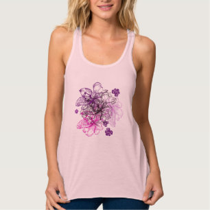 Wahine Snöre Hawaiian Orchid Linne Med Racerback
