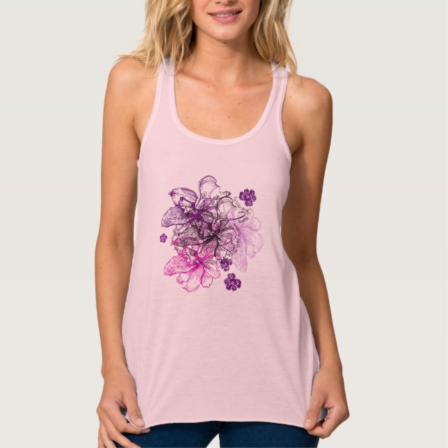 Wahine Snöre Hawaiian Orchid Linne Med Racerback (Framsida)