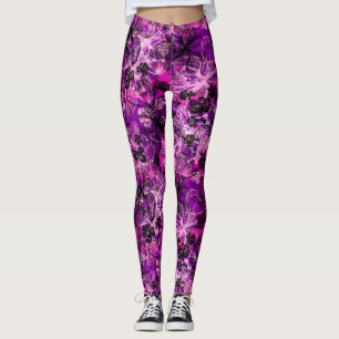 Wahine Snöre Hawaiian Tropical Orchid Leggings