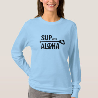 Wahine SUP med Aloha långärmadutslagsplatsen T-shirt