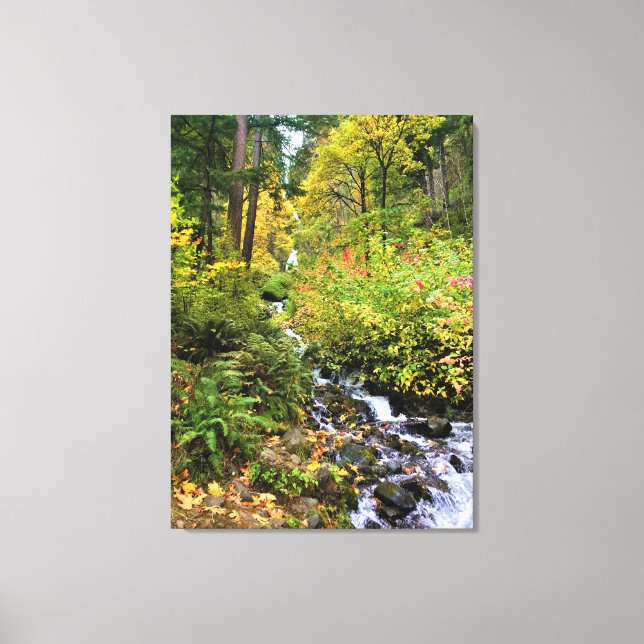 Wahkeena Falls, Columbia River Gorge, Oregon Canvastryck (Framsida)