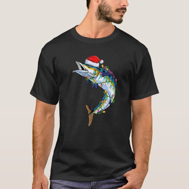 Wahoo Fish Älskare Julafton Santa Hat Wahoo jul T Shirt (Framsida)