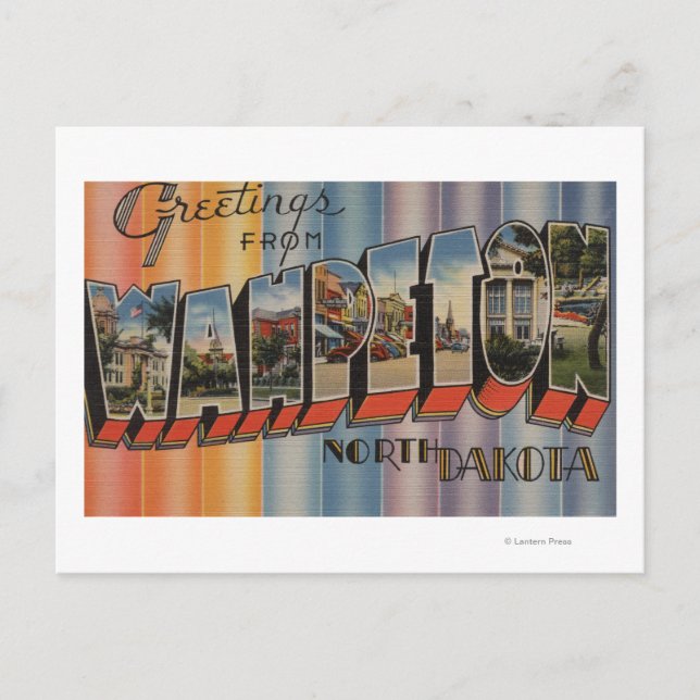 Wahpeton, North Dakota - Large Brev Scenes Vykort (Framsida)