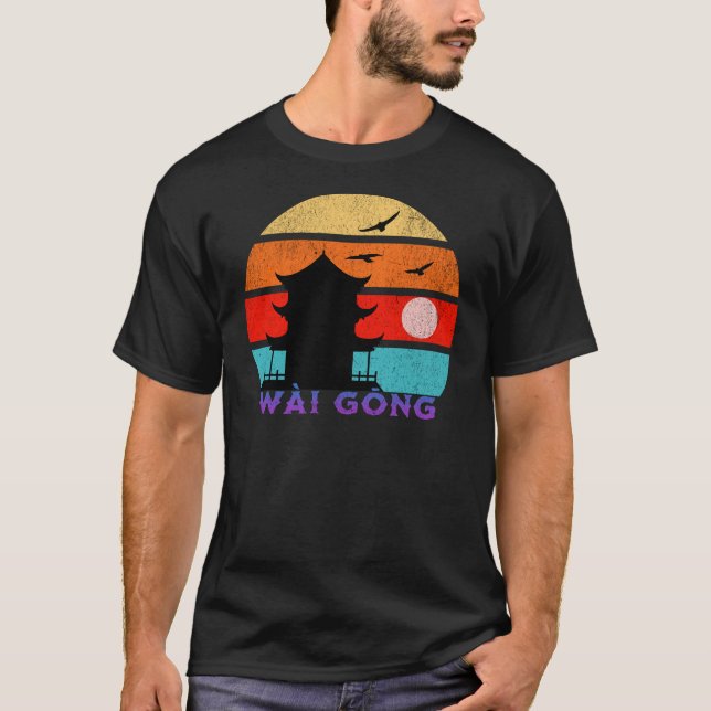 Wài Gōng Retro Sunset Ocean Grandfather T Shirt (Framsida)
