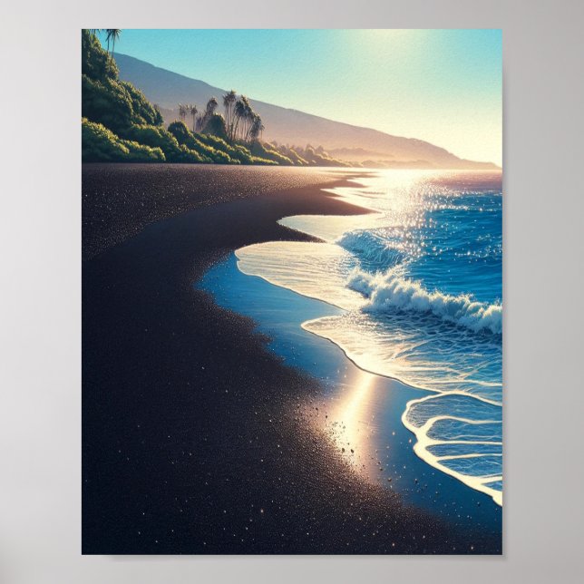 Waianapanapa State Park Black Sand Beach, Maui Poster (Framsidan)