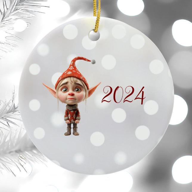 Waifish Girl jul Elf Ceramic Ornament (Skapare uppladdad)