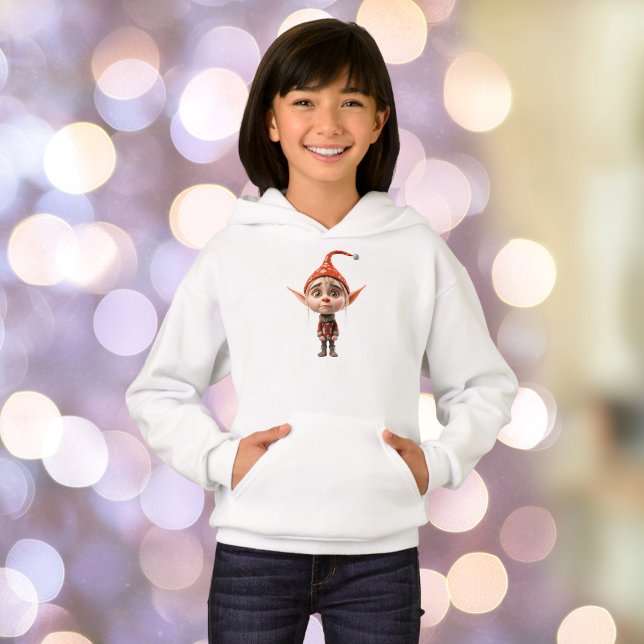 Waifish Girl Jul Elf Girl's Pullover Hoodie T Shirt (Skapare uppladdad)
