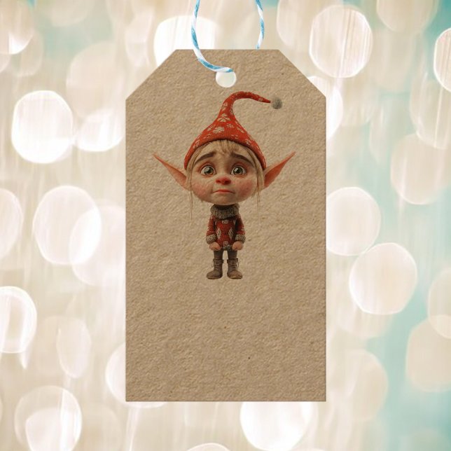 Waifish Girl jul Elf Kraft Gift Märkres Presentetikett (Skapare uppladdad)