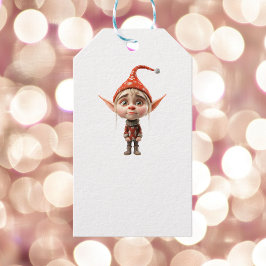 Waifish Girl jul Elf White Gift Märkres Presentetikett