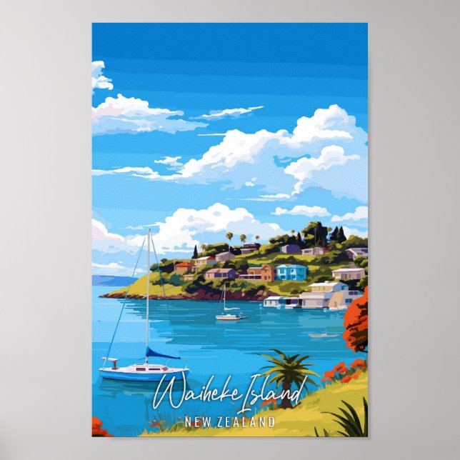 Waiheke Island Nya Zeeland vintage resor Poster (Framsidan)