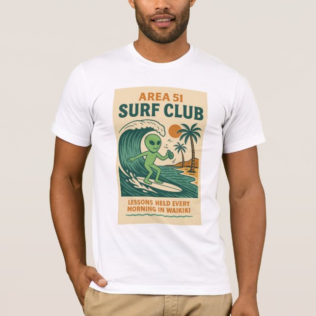 Waikiki Area 51 Surfas Klubb Roswell Utomjordingar T Shirt (Framsida)