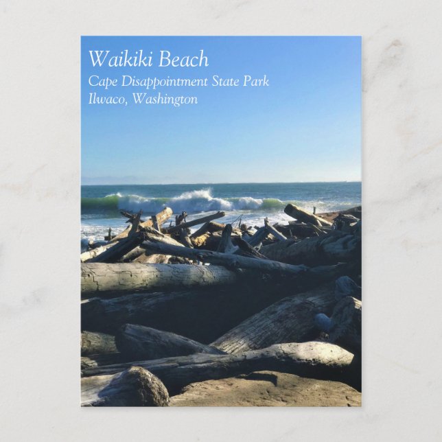 Waikiki Beach, Cape Disseende, Washington Vykort (Framsida)