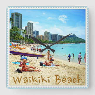 Waikiki Beach Clock Fyrkantig Klocka