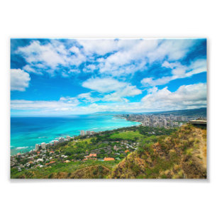 Waikiki Beach från Diamond Head Honolulu Fototryck