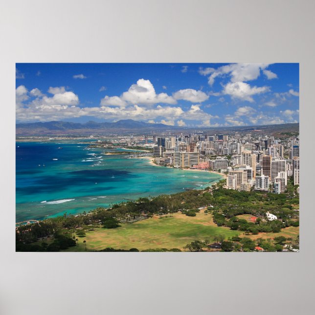 Waikiki Beach från Diamond Head Poster (Framsidan)