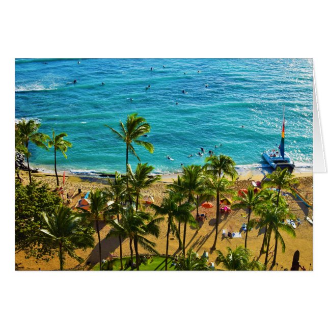 Waikiki Beach Hälsningskort (Framsidan Horizontal)