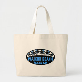 Waikiki Beach Hawaii blue black handflatan tobag Jumbo Tygkasse