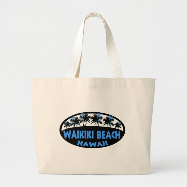 Waikiki Beach Hawaii blue black handflatan tobag Jumbo Tygkasse (Framsidan)