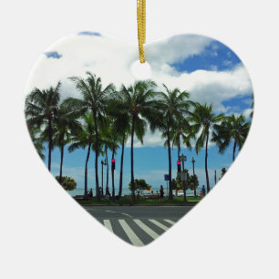Waikiki Beach Hawaii Julgransprydnad Keramik