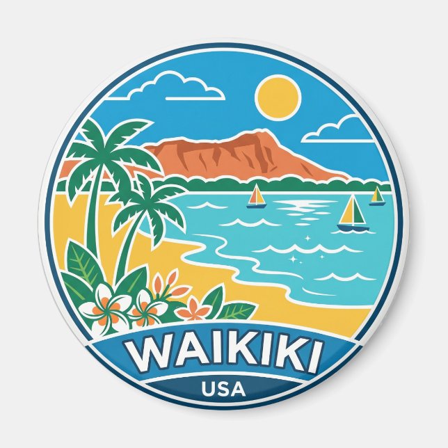 Waikiki Beach Hawaii Magnet (Framsidan)