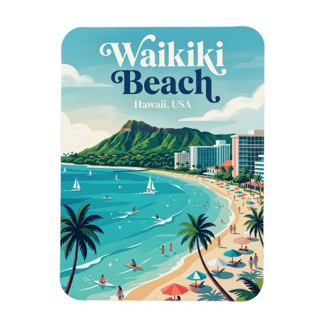 Waikiki Beach Hawaii Magnet (Vertikal)