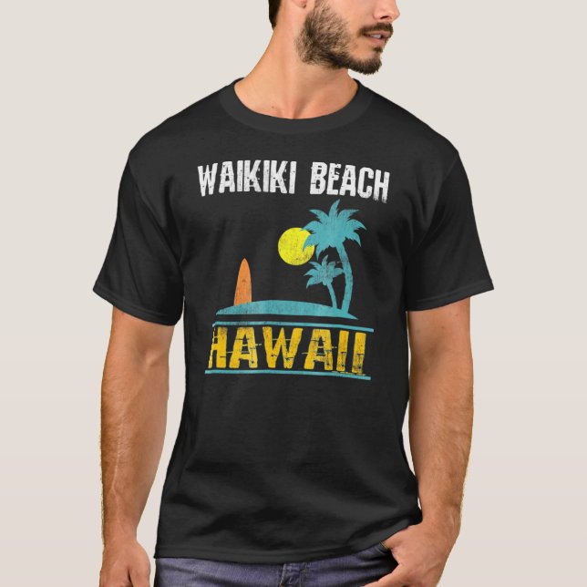 Waikiki Beach Hawaii, sommartid, Surfa T Shirt (Framsida)