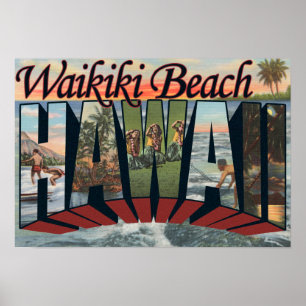 Waikiki Beach, Hawaii - Stora Brev Scenes Poster