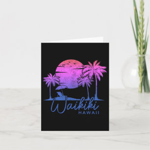 Waikiki Beach Hawaii Surfa Vintage Sunset Surfer Kort