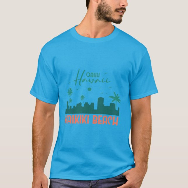Waikiki Beach Hawaii T Shirt (Framsida)