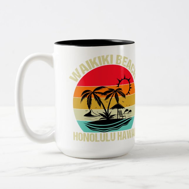 Waikiki Beach Hawaii Två-Tonad Mugg (Vänster)