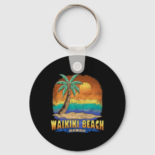 Waikiki Beach Hawaii Vintage Distress Souvenir Nyckelring