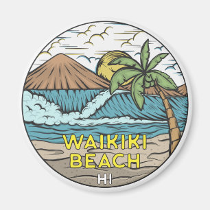 Waikiki Beach Hawaii Vintage Magnet