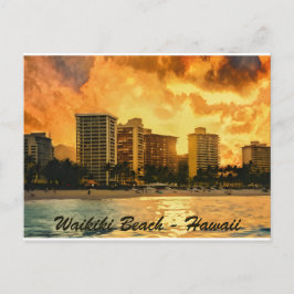 Waikiki Beach Honolulu Hawaii Postcard Vykort
