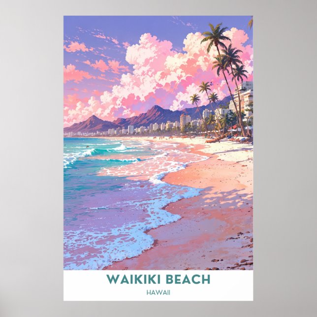 Waikiki Beach-Honolulu, Hawaii Poster (Framsidan)