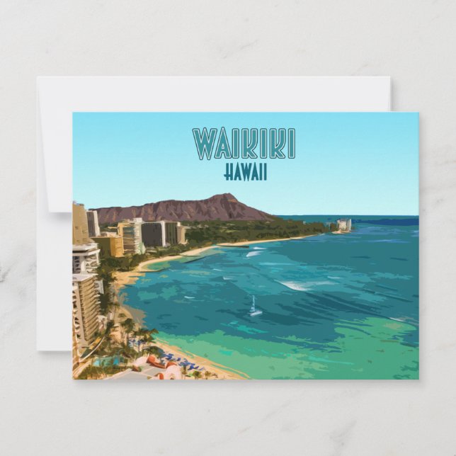 Waikiki Beach Honolulu Oahu Hawaii Flat Card (Framsida)