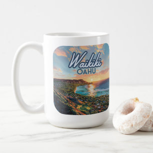 Waikiki Beach Honolulu Oahu Hawaii Retro Kaffemugg