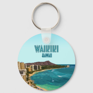 Waikiki Beach Honolulu Oahu Hawaii Vintage Nyckelring