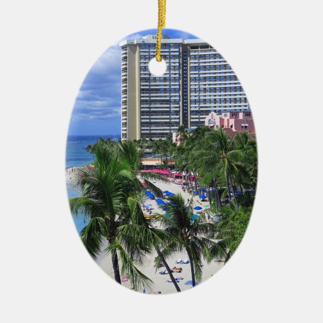 Waikiki Beach Julgransprydnad Keramik (Framsidan)