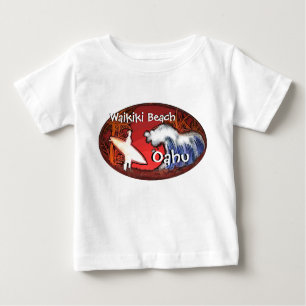 Waikiki Beach Oahu Hawaii baby surfer art T T T-shirt