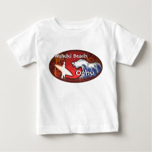 Waikiki Beach Oahu Hawaii baby surfer art T T Tröja