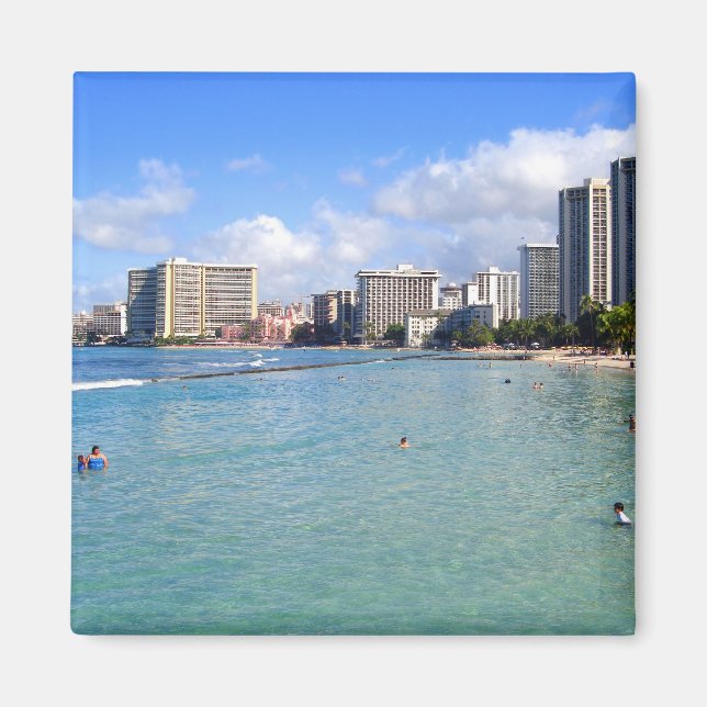 Waikiki Beach, Oahu, Hawaii Magnet (Framsidan)