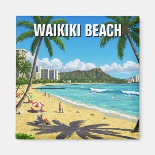 Waikiki Beach Oahu Hawaii Travel Magnet
