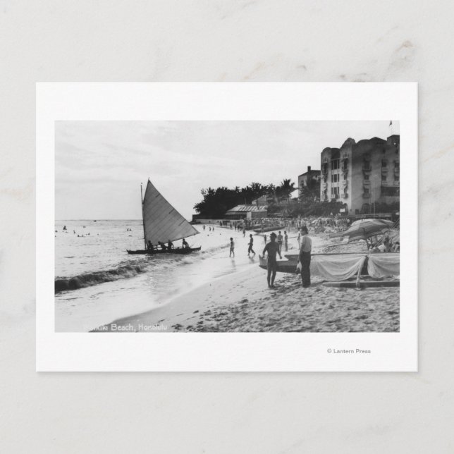 Waikiki Beach och Boats Honolulu Vykort (Framsida)