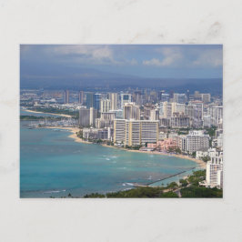 Waikiki Beach och Honolulu Skyline från Diamond He Vykort