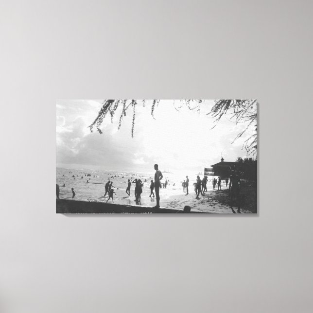Waikiki Beach Scene i Honolulu Canvastryck (Framsida)
